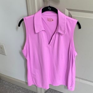 Lilly Pulitzer - Luxletic Sleeveless pink polo pique top - XL